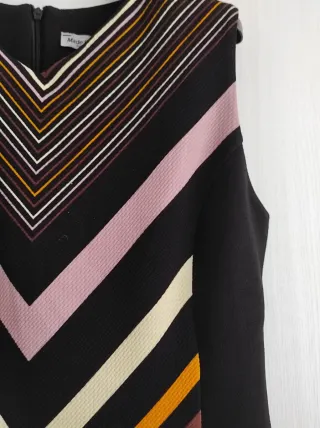 Tubino nero 80% lana righe colorate