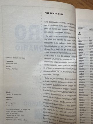 Euro diccionario español - inglés - francés - a...