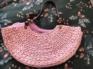 Bolso Punt Roma rosa rafia