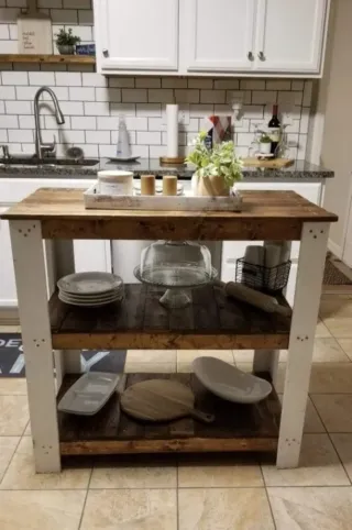 Isla de cocina auxiliar de madera