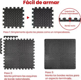 18 Esterillas Fitness Puzzle Negro
