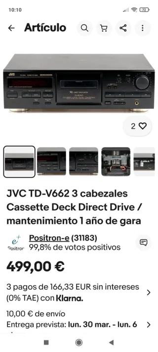 Pletina Cassette JVC TD-V662 Negra