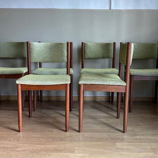 Seis Sillas Mid Century Madera y Tela