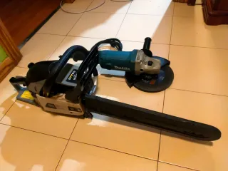 Amoladora Makita y Motosierra Omega