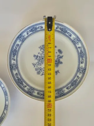 2 Platos Porcelana Portugal Azul Floral