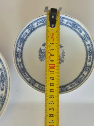 2 Platos Porcelana Portugal Azul Floral