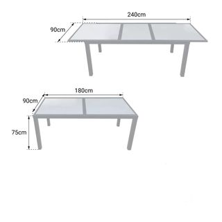 MESA JARDIN EXTENSIBLE FIRENZE 8P GRIS ANTRACITA