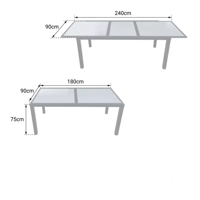 MESA JARDIN EXTENSIBLE FIRENZE 8P GRIS ANTRACITA
