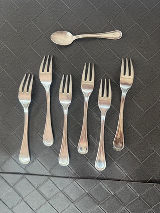 Set 6 forchette da dolce vintage acciaio con 1 cuc