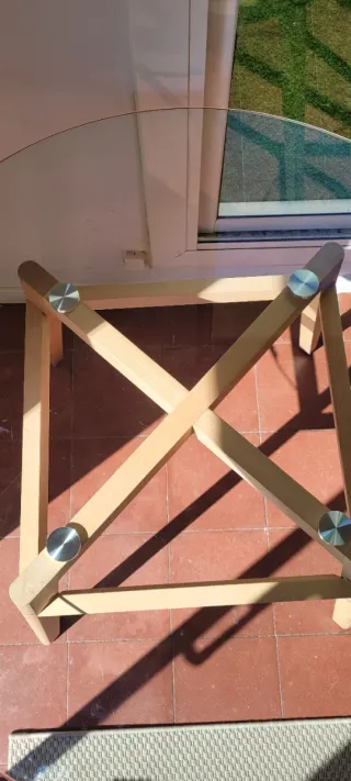 Mesa de Comedor Redonda 100cm en Cristal y Madera