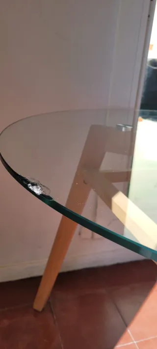 Mesa de Comedor Redonda 100cm en Cristal y Madera