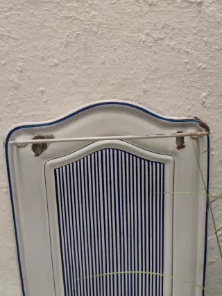 Soporte metal esmaltado azul y blanco