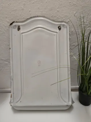 Soporte metal esmaltado azul y blanco