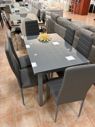 Mesa extensible moderna + 6 sillas