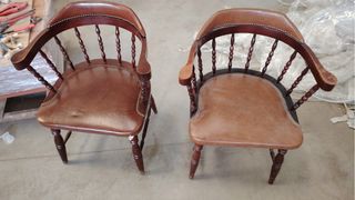 Lote 16 Sillas Clásicas Madera Cuero