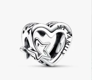Charm Pandora Corazón Familia Estrellas Plata