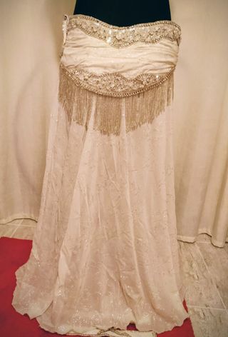 Traje Danza Oriental Blanco y Dorado