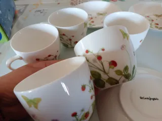 Juego de café/té porcelana flores y mariposas