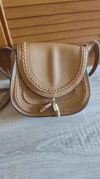 Bolso mujer   beige con trenzado