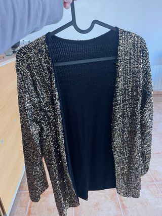 Chaqueta Lentejuelas Negra y Dorada Talla Única