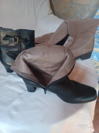 Botines  de piel negras 38 y otras color topo.41