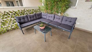 Conjunto Sofá esquinero mesa jardín terraza balcón