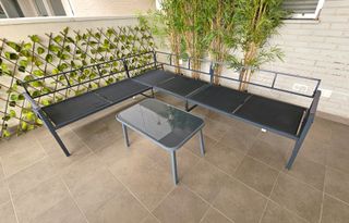 Conjunto Sofá esquinero mesa jardín terraza balcón