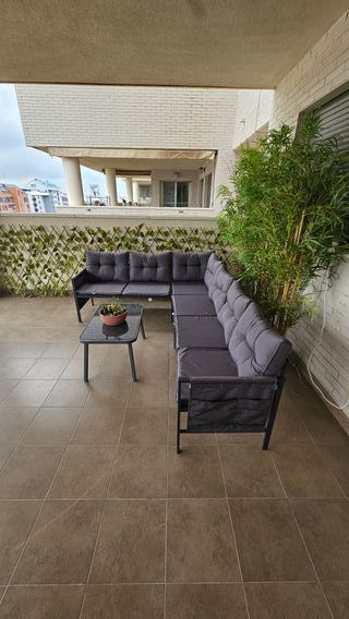 Conjunto Sofá esquinero mesa jardín terraza balcón