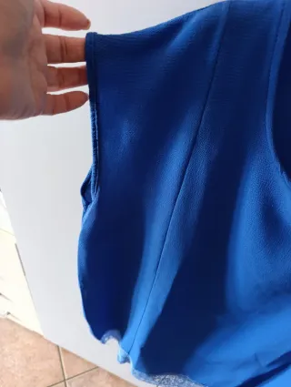 Blusa donna blu con pizzo