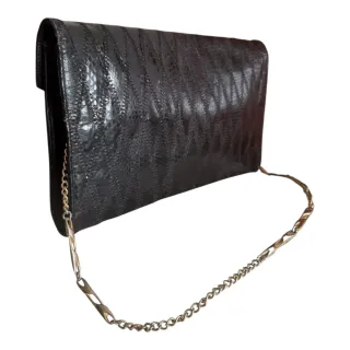 Bolso 70s patchwork cuero negro cadena