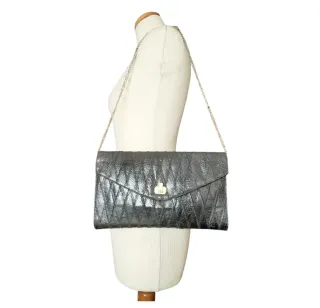 Bolso 70s patchwork cuero negro cadena