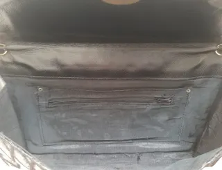 Bolso 70s patchwork cuero negro cadena