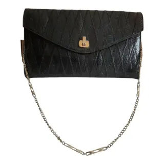 Bolso 70s patchwork cuero negro cadena