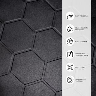 Azulejos Pared Adhesivos Hexagonales Negros