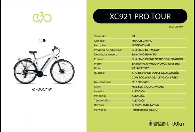 Bicicleta Eléctrica XC921 Pro Tour
