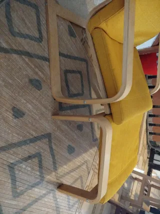 Sillón Poäng Ikea Madera Amarillo + reposapiés