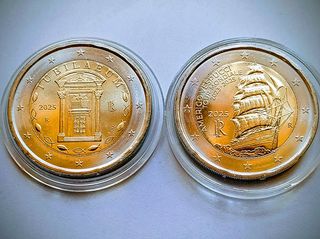 Lotto 2 euro UC/FdC Italia Vespucci & Erasmus 2025