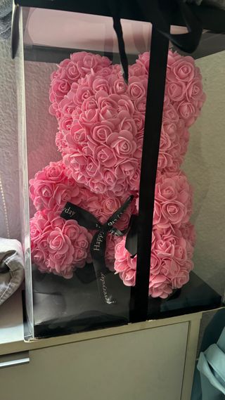 Oso de flores rosa