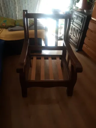 Sillón de orejas madera años 60