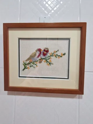 Cuadro punto de cruz pájaros