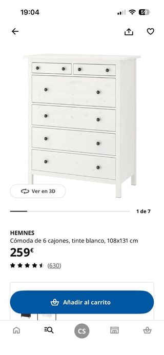 Cómoda blanca de madera