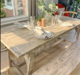 Mesa rústica madera maciza 240cm