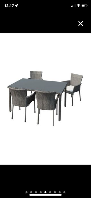 Conjunto Mesa y 4 Sillas Jardín Ratán