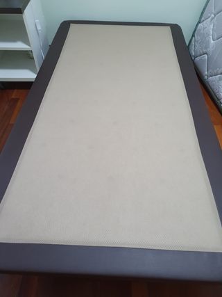 Somier 105x200 cm Beige/Marrón. Borde cuero.