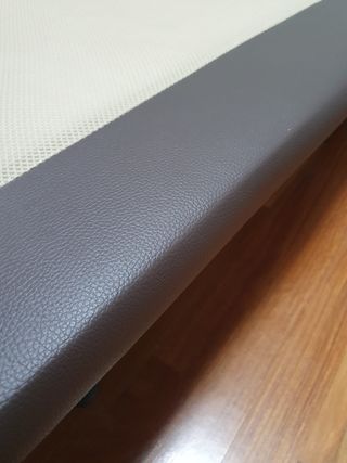 Somier 105x200 cm Beige/Marrón. Borde cuero.