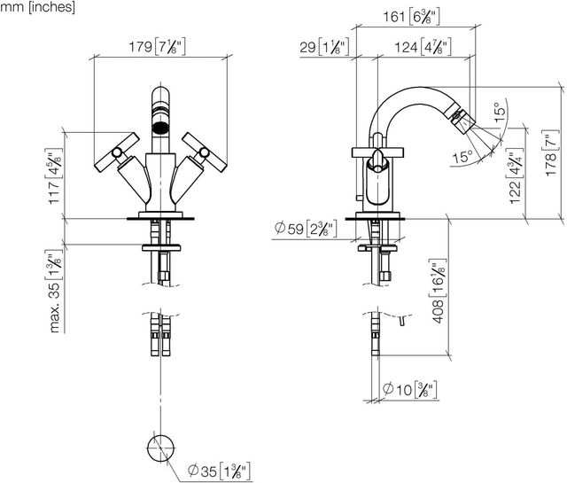 Grifo Bidé Dornbracht Cromo Tara 22451089000