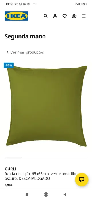 4 Fundas Cojín GURli 65x65cm Algodón Verde