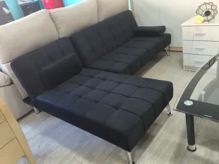 Sofá cama negro de tela