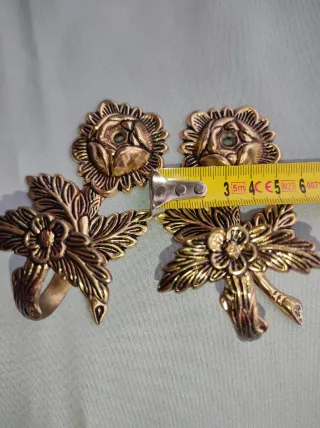 2 alzapaños,recoge cortinas flor metal dorado