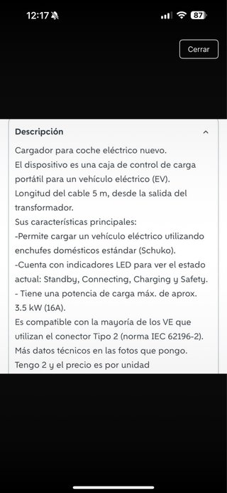 Cargador coche eléctrico,totalmente nuevo